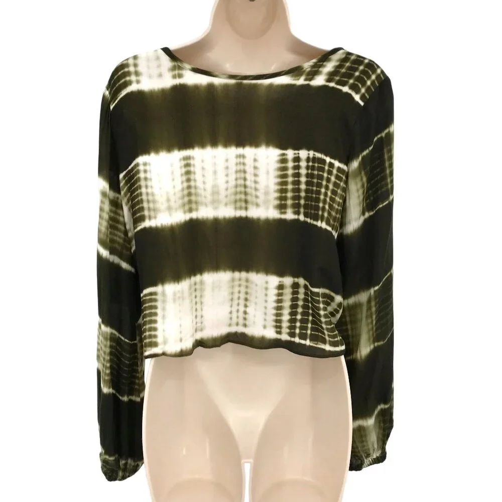 NWT Line & Dot / Anthropologie Womens Tie Dye Twisted Long Sleeve Crop Top Sz S - Picture 4 of 9